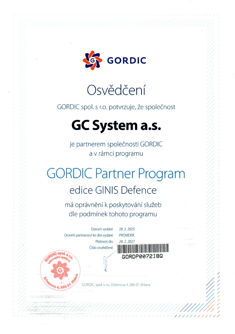Gordic certifikát